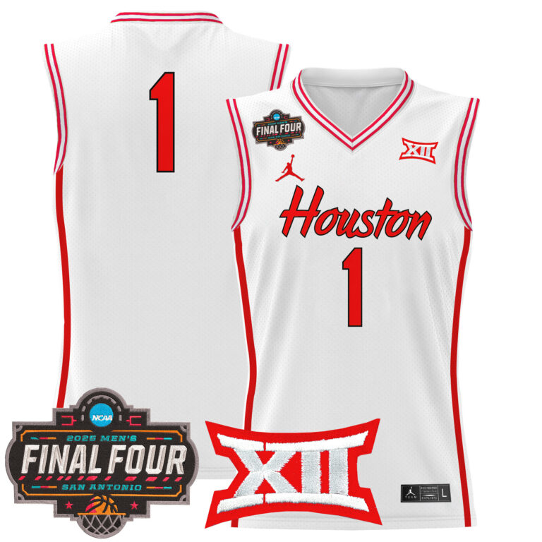 Men Houston Cougars #1 white 2025 Final Four Patch NCAA Jersey->more ncaa teams->NCAA Jersey